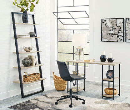 Waylowe Light Brown and Black Home Office Desk