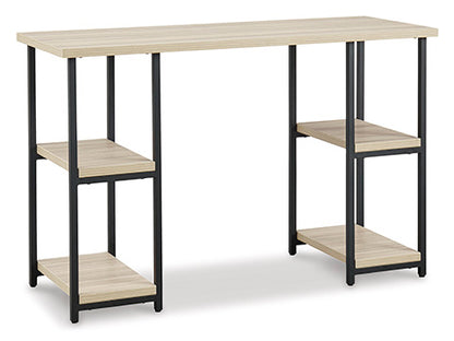 Waylowe Light Brown and Black Home Office Desk