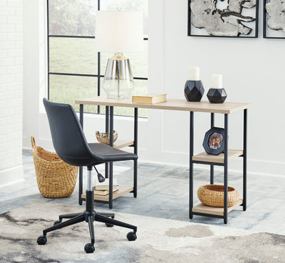 Waylowe Light Brown and Black Home Office Desk