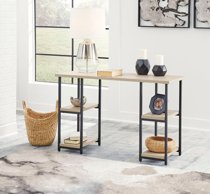 Waylowe Light Brown and Black Home Office Desk