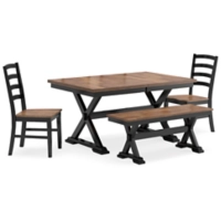 Wildenauer Brown/Black Dining Table, 2 Chairs and Bench Set
