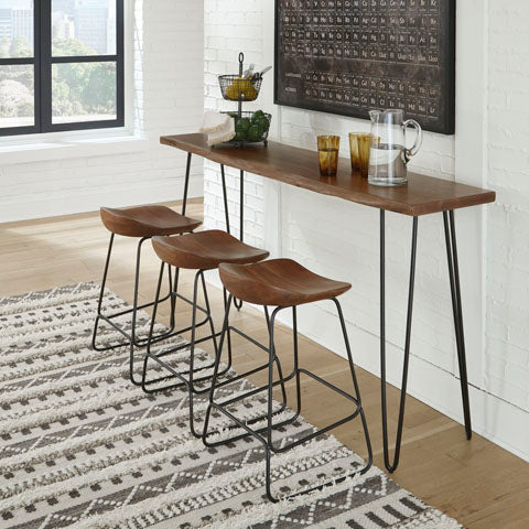 Wilinruck Brown Counter Height Dining Table and 3 Barstools Set