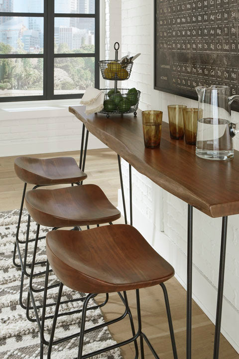 Wilinruck Brown Counter Height Dining Table and 3 Barstools Set