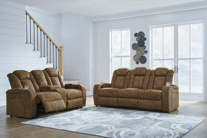 Wolfridge Brindle Power Reclining Sofa and Loveseat Set