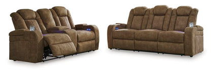 Wolfridge Brindle Power Reclining Sofa and Loveseat Set