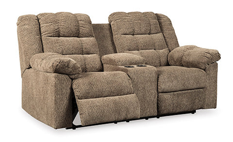 Workhorse Cocoa Reclining Loveseat with Console