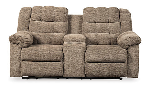 Workhorse Cocoa Reclining Loveseat with Console