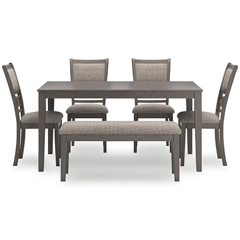 Wrenning Gray Dining Table and 4 Chairs and Bench Set