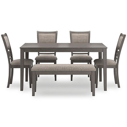 Wrenning Gray Dining Table and 4 Chairs and Bench Set