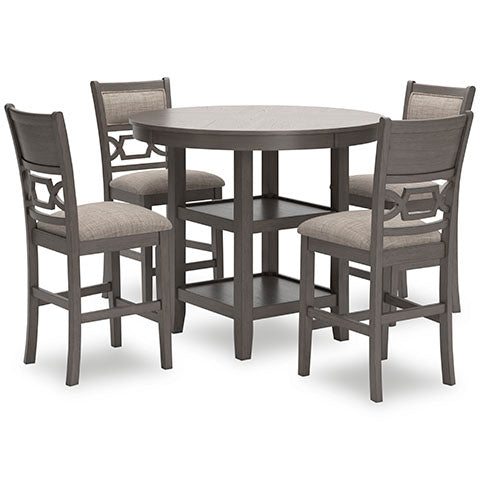 Wrenning Gray Counter Height Dining Table and 4 Barstools Set