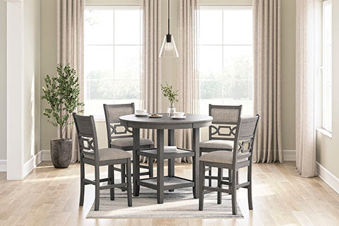 Wrenning Gray Counter Height Dining Table and 4 Barstools Set