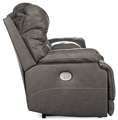 Wurstrow Smoke Power Reclining Loveseat with Console