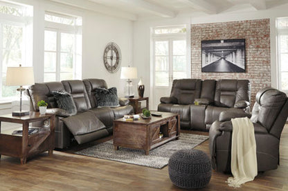 Wurstrow Smoke Power Reclining Loveseat with Console