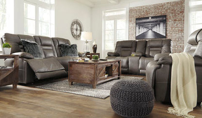 Wurstrow Smoke Power Reclining Sofa and Loveseat Set