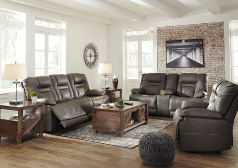 Wurstrow Smoke Power Reclining Sofa and Loveseat Set