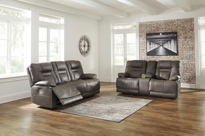 Wurstrow Smoke Power Reclining Sofa and Loveseat Set