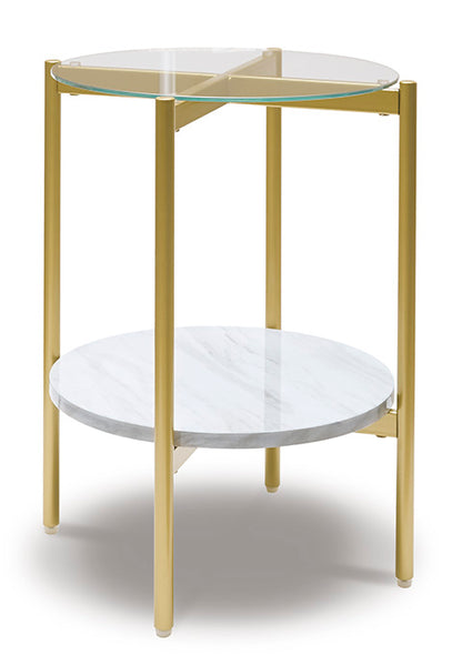 Wynora White and Gold Glass End Table