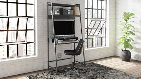 Yarlow Black Home Office Desk and Shelf